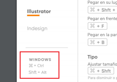 atajos illustrator windows